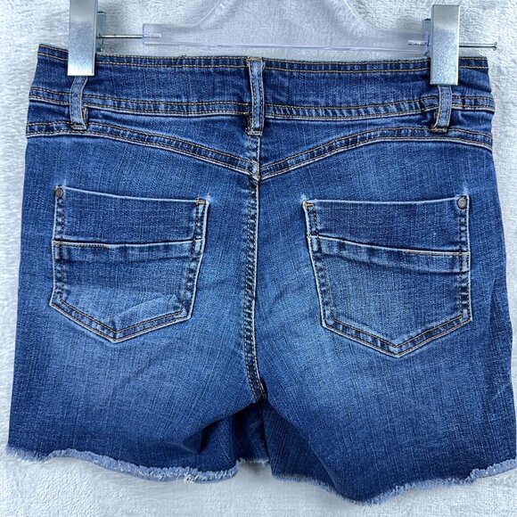 Eighty Two Women's Cut Off Shorts Low Rise Denim Stretch Dark Blue Womens Size 3 - Picture 3 of 10